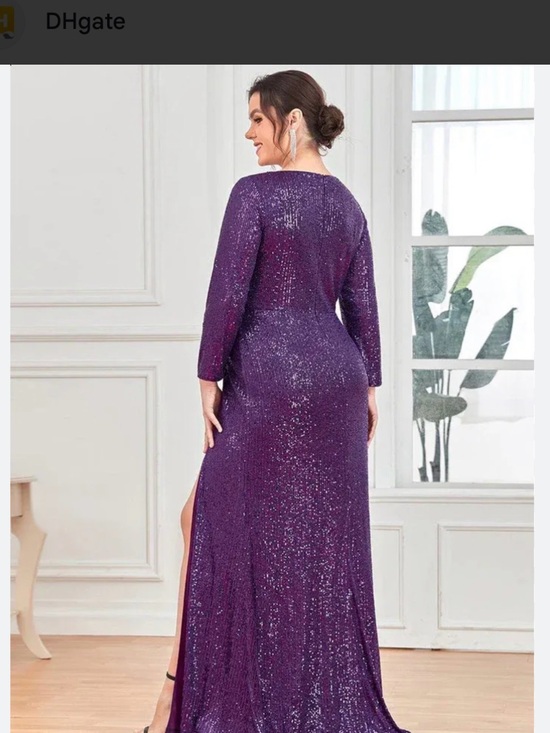 Ever-pretty Dresses & Skirts - Ever Pretty Purple Sequin Long Sleeve Plus-Size Gown